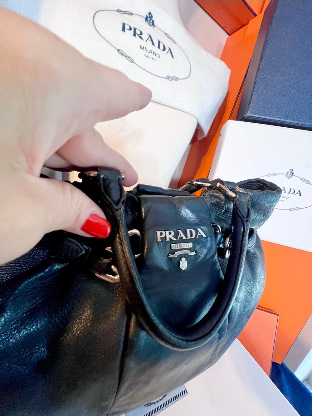 Prada! Black soft buttery Leather
Handbag! Offers always welcome!⭐️ - Picture 4 of 14